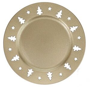 Gold Decorative Charger Plate with Tree Cutouts Set of 8
